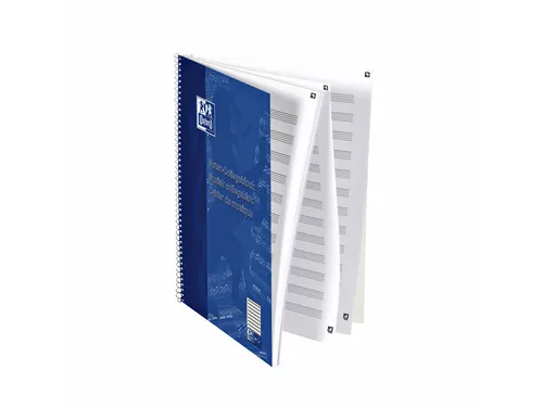 Collegeblok Oxford muziek A4+ 4-gaats 50vel blauw