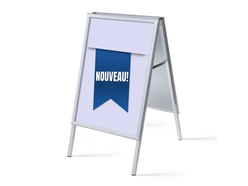 Stoepbord A1 complete set met print "NOUVEAU" Blauw