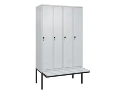 locker met bank,HxBxD 2120x1200x815mm,4vak,vak B 300mm,draaigrendel