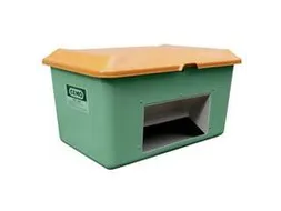 strooigoedbak,400l,GVK,groen,deksel oranje,wanden m. ingreep