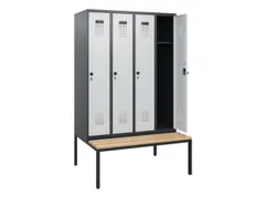 locker met bank,HxBxD 1950x1200x815mm,4vak,vak B 300mm,draaigrendel