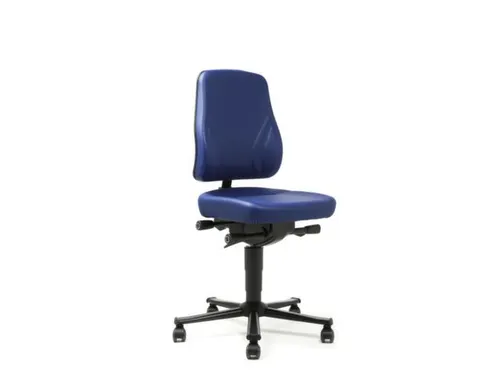 Werkplaatsstoel,zitting kunstleer blauw