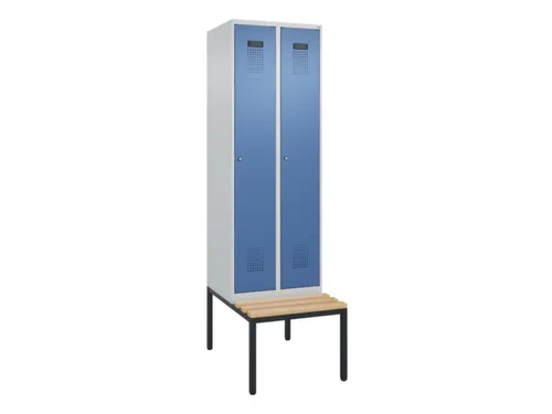 locker met bank,HxBxD 2120x600x815mm,2vak,vak B 300mm,cilinderslot