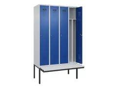 locker met bank,voor scheiding van kleding,HxBxD 2120x1200x815mm,4vak