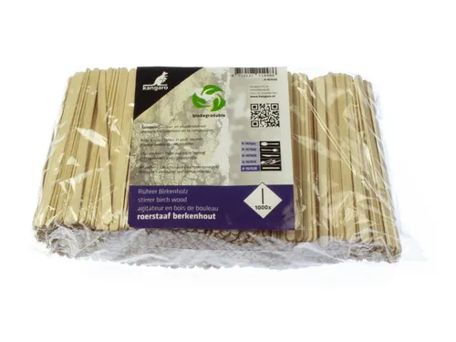 Roerstaaf Hout 1000 stuks 110x5x1,5mm Biologisch afbreekbaar