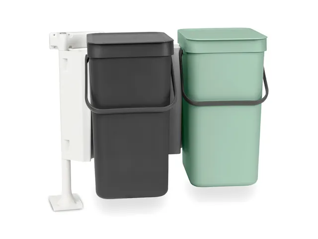 Inbouwafvalemmer Sort & Go 2x12 Liter Jade Donkergrijs