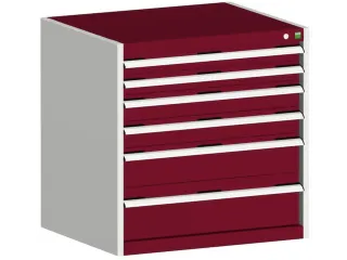 ladekast HxBxD 800x800x650mm 6laden romp RAL7035 front RAL3004 - 1