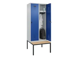 locker met bank,HxBxD 2120x800x815mm,2vak,vak B 400mm,draaigrendel - 1