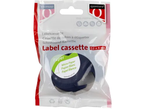 Labeltape Quantore 91200 12mmx4m papier zwart op wit