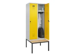 locker met bank,HxBxD 2120x800x815mm,2vak,vak B 400mm,draaigrendel