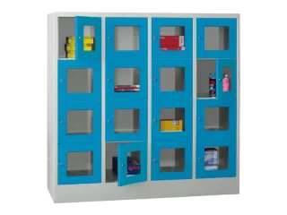lockerkast,HxBxD 1518x1600x500mm,4x4vakken,RAL7035,front RAL5012 - 2