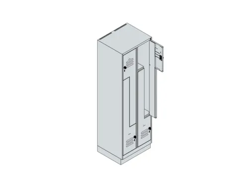 Z-garderobekast,HxBxD 1950x600x500mm,vak B 150/300mm,draaigrendel