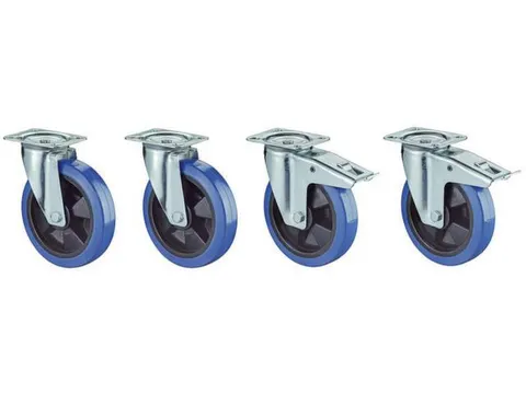 4Zwenkwielen (Set),2Met Rem,Draagverm. 100Kg,Elastiek-Banden,Wiellager