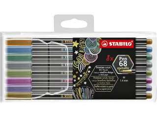 Viltstift STABILO Pen 68/8 medium metallic assorti etui à 8 stuks - 1