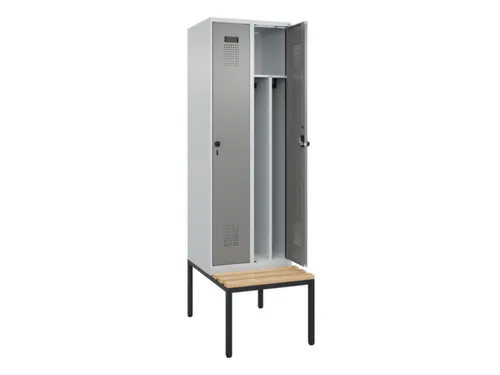 locker met bank,voor scheiding van kleding,HxBxD 2120x600x815mm,2vak