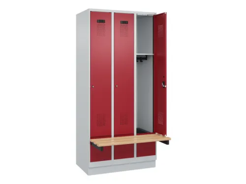 locker met bank,HxBxD 1950x900x815mm,3vak,vak B 300mm,cilinderslot