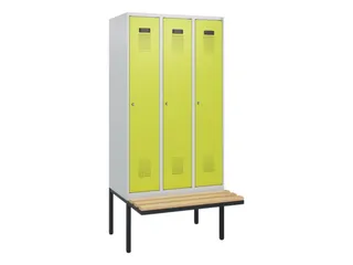 locker met bank,HxBxD 1950x900x815mm,3vak,vak B 300mm,cilinderslot - 2