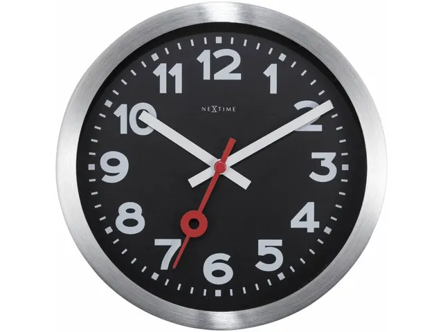 Horloge murale NeXtime 'Station' Ø19cm aluminium brossé noir