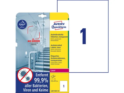 Antimicrobiële etiketten Afneembaar Transparant 210x297mm