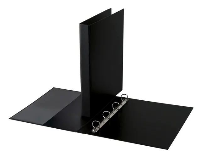 Ringband Quantore A4 4-rings D-mech 20mm PP zwart Voordeelbundel