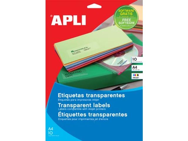 Apli Transparante Etiketten A4 210x297mm | ApliLabels.be