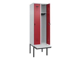 locker met bank,HxBxD 2120x600x815mm,2vak,vak B 300mm,draaigrendel - 1