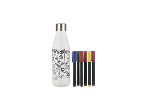 Thermosfles Les Artistes Paris 500ml DIY creatieve set Dino incl 6 mar