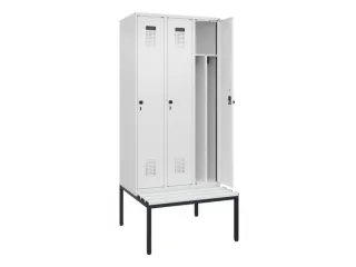 locker met bank,voor scheiding van kleding,HxBxD 2120x900x815mm,3vak - 1