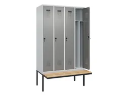 locker met bank,voor scheiding van kleding,HxBxD 2120x1200x815mm,4vak