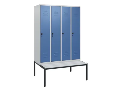 locker met bank,HxBxD 1950x1200x815mm,4vak,vak B 300mm,draaigrendel