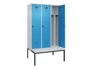locker met bank,voor scheiding van kleding,HxBxD 2120x1200x815mm,3vak - 1