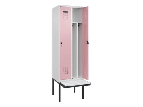locker met bank,voor scheiding van kleding,HxBxD 2120x600x815mm,2vak