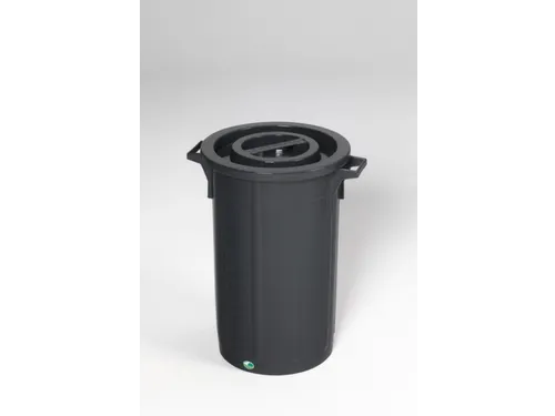 Afvalbak 90 liter HxØ 700x510mm met deksel PE zwart
