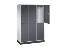 Dubbeldekse garderobekast,HxBxD 1950x1220x500mm,3x2vak.,vak B 360mm