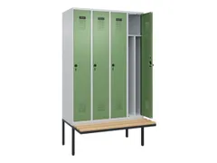 locker met bank,voor scheiding van kleding,HxBxD 2120x1200x815mm,4vak