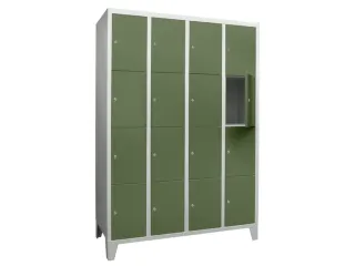 lockerkast,HxBxD 1850x1200x500mm,4x4vakken,RAL7035,front RAL6011 - 2