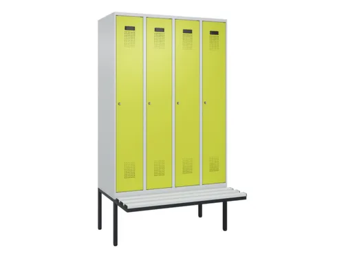 locker met bank,HxBxD 2120x1200x815mm,4vak,vak B 300mm,cilinderslot