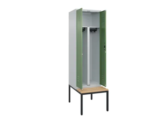 PBM-locker met bank,HxBxD 2120x600x815mm,2vak,vak B 300mm,cil.-slot