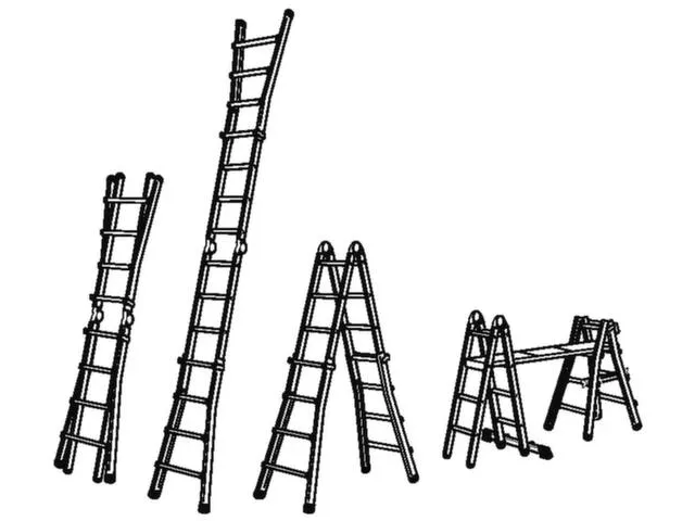 multifunctionele telescoopladder,4x3,sporten,balk L 1,95-3,1m
