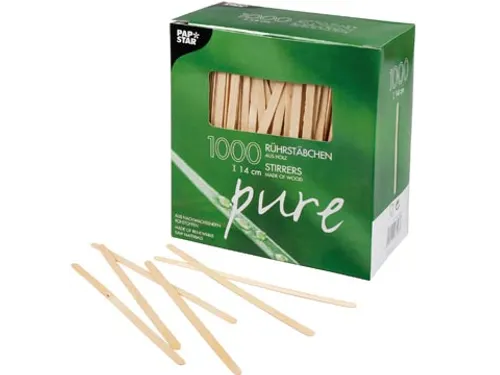 Roerstaafje Hout Pure Dispenser 14 cm Pak 1000 Stuks