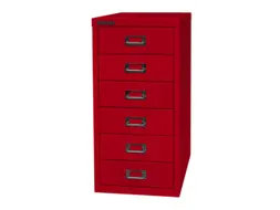 kantoor-ladekast HxBxD 590x279x380mm 6 laden romp kardinaalrood staal