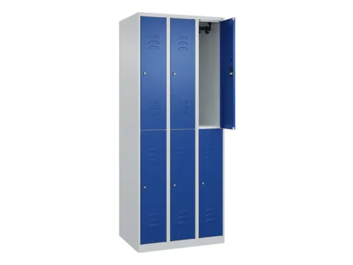 dubbeldekse locker,HxBxD 1850x750x500mm,3x2vak.,vak B 250mm,cil.-slot