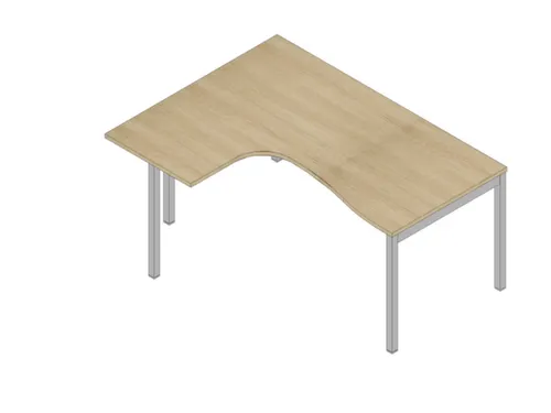 In hoogte verstelbaar hoekbureau,HxBxD 680-760x1600x1200mm,blad eiken