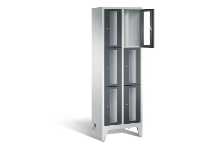 lockerkast 1850x610x500mm 2x3 vakken Cilinderslot Poten, RAL7021