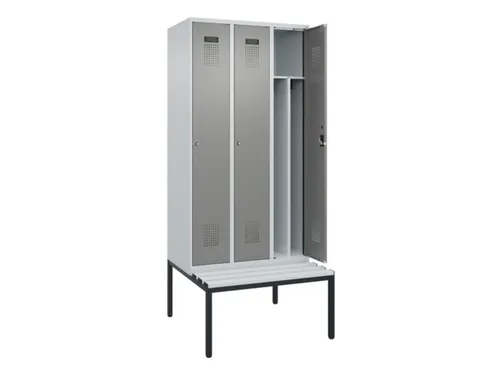 locker met bank,voor scheiding van kleding,HxBxD 2120x900x815mm,3vak