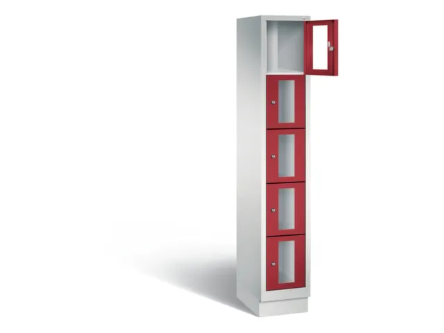 Lockerkast 1800x320x500mm 1x5 vakken Cilinderslot, Sokkel, RAL3003