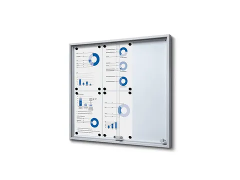 Vergrendelbaar notitiebord Indoor Slim 6xA4 met Schuifdeuren Zilver