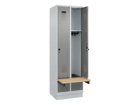 locker met bank,HxBxD 1950x600x815mm,2vak,vak B 300mm,draaigrendel