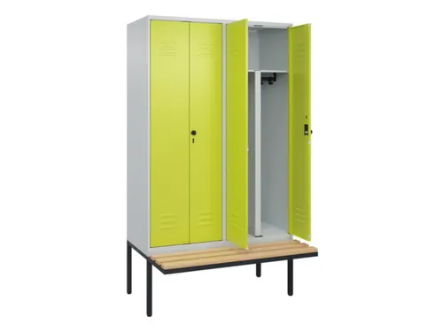 PBM-locker met bank,HxBxD 2120x1200x815mm,4vak,vak B 300mm