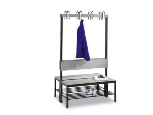 omkleedbank,HxLxD 1710x1000x760mm,HPL zilvergrijs,frame staal RAL7021